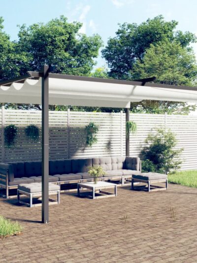 Pavilion grădină, acoperiș retractabil, crem, 4x3 m - Foisoare,Corturi si pavilioane de gradina - Decoo