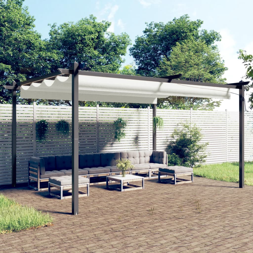 Pavilion grădină, acoperiș retractabil, crem, 4x3 m - Foisoare,Corturi si pavilioane de gradina - Decoo