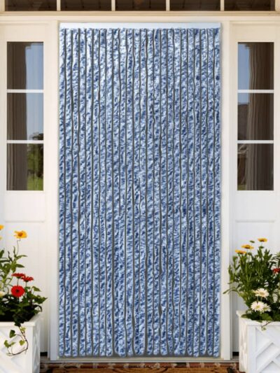 Perdea de insecte, albastru, alb, argintiu, 90x220 cm, Chenille - Casa - Decoo