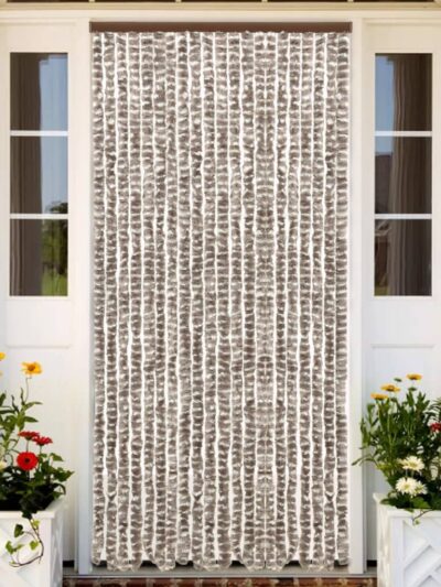 Perdea pentru insecte, gri taupe și alb, 90 x 220 cm, chenille - Casa - Decoo