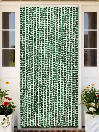 Perdea pentru insecte, verde și alb, 90 x 220 cm, chenille - Casa - Decoo