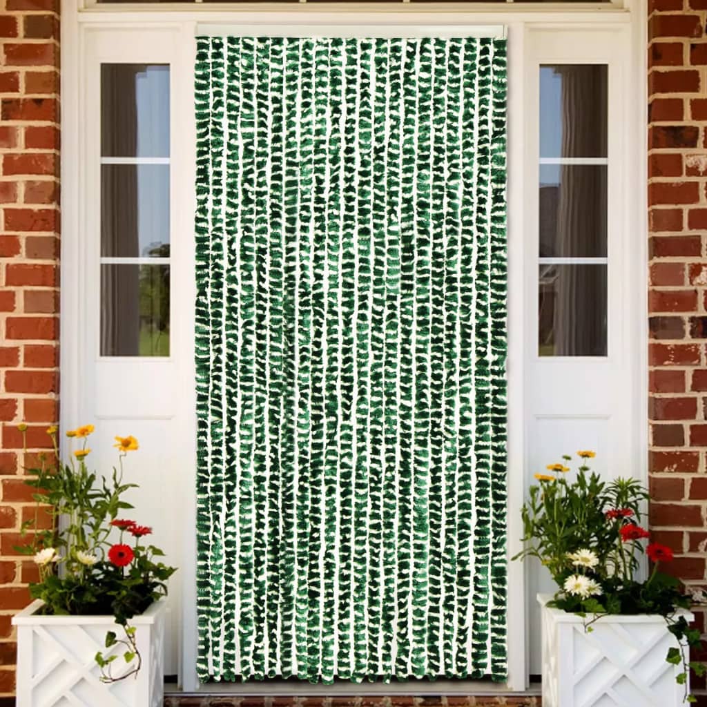 Perdea pentru insecte, verde și alb, 90 x 220 cm, chenille - Casa - Decoo