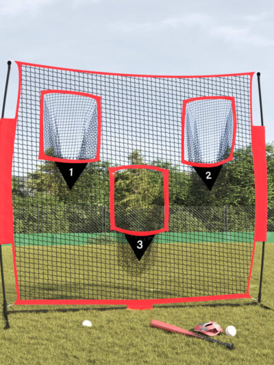 Plasă de baseball portabilă negru/roșu 183x105x183 cm poliester - Baseball si Softball - Decoo