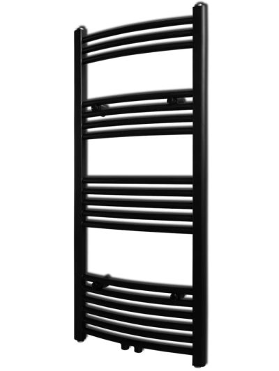 Radiator port-prosop încălzire centrală, curbat, negru, 500 x 1160 mm - Calorifere electrice - Decoo