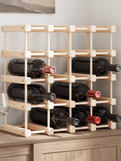 Raft de vin pentru 20 sticle, 46,5x23x46,5 cm, lemn masiv pin - Casa - Decoo