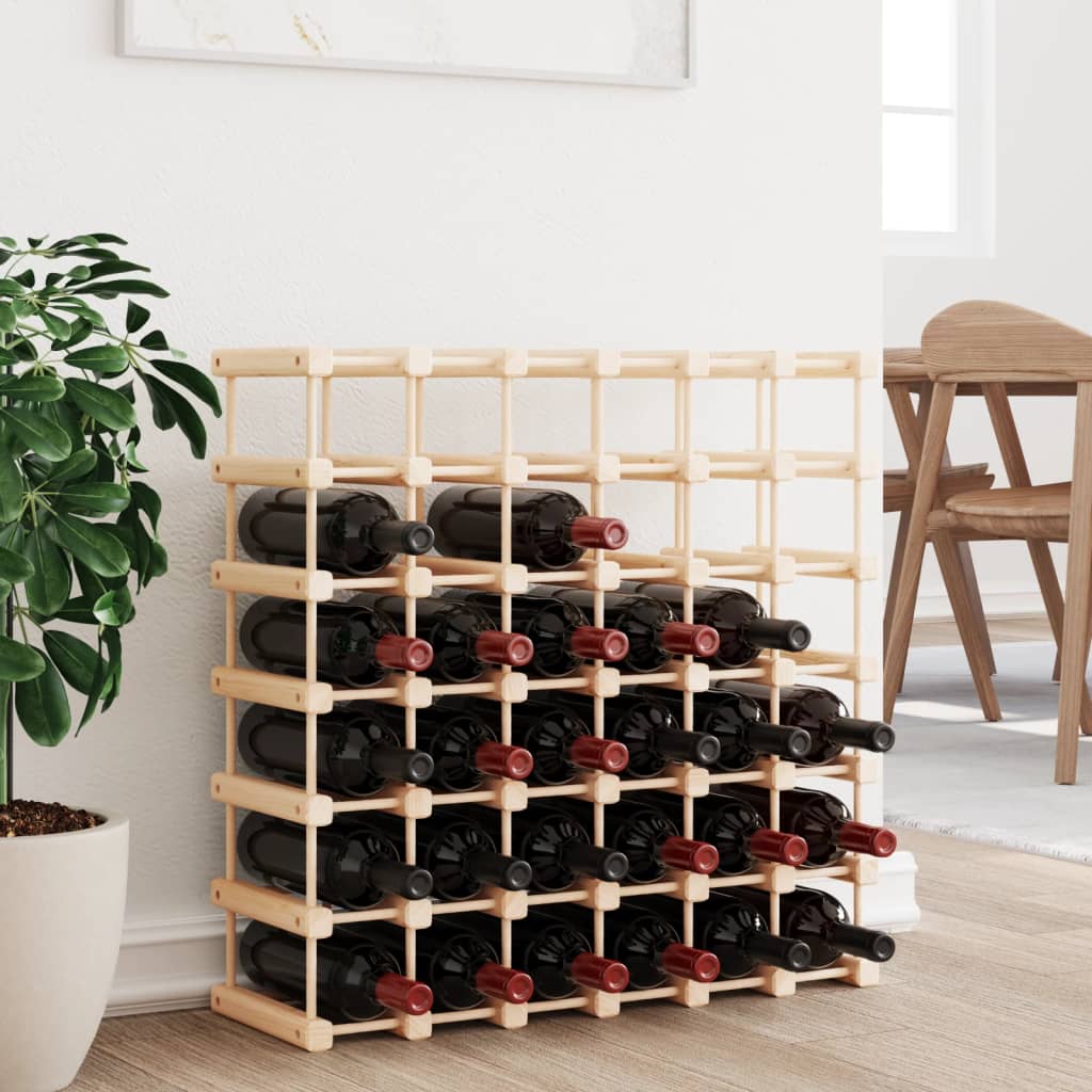 Raft de vin pentru 42 sticle, 68,5x23x68,5 cm, lemn masiv pin - Casa - Decoo