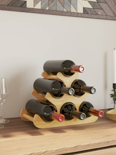 Raft de vin, pentru 6 sticle, 35x18x25,5 cm, bambus - Casa - Decoo