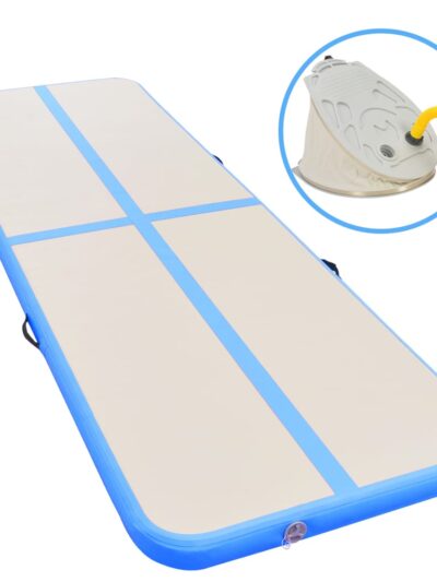 Saltea gimnastică gonflabilă cu pompă albastru 300x100x10cm PVC - Aparate fitness - Decoo