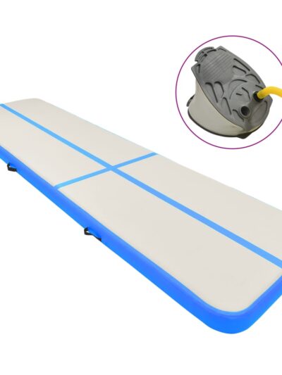 Saltea gimnastică gonflabilă cu pompă albastru 600x100x15cm PVC - Aparate fitness - Decoo