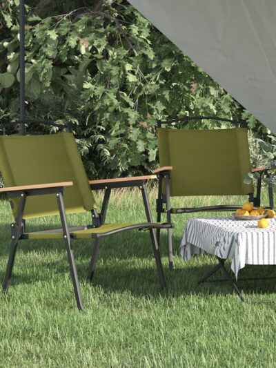 Scaune de camping, 2 buc., verde, 54x55x78 cm, țesătură Oxford - Gradina - Decoo