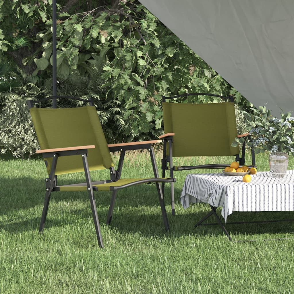 Scaune de camping, 2 buc., verde, 54x55x78 cm, țesătură Oxford - Gradina - Decoo