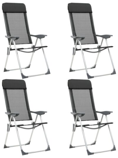 Scaune de camping pliante, 4 buc., negru, aluminiu - Mobilier camping - Decoo