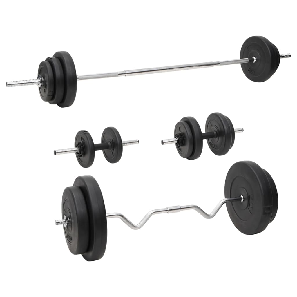 Set de halteră și gantere cu plăci de greutate, 90 kg - Aparate fitness - Decoo