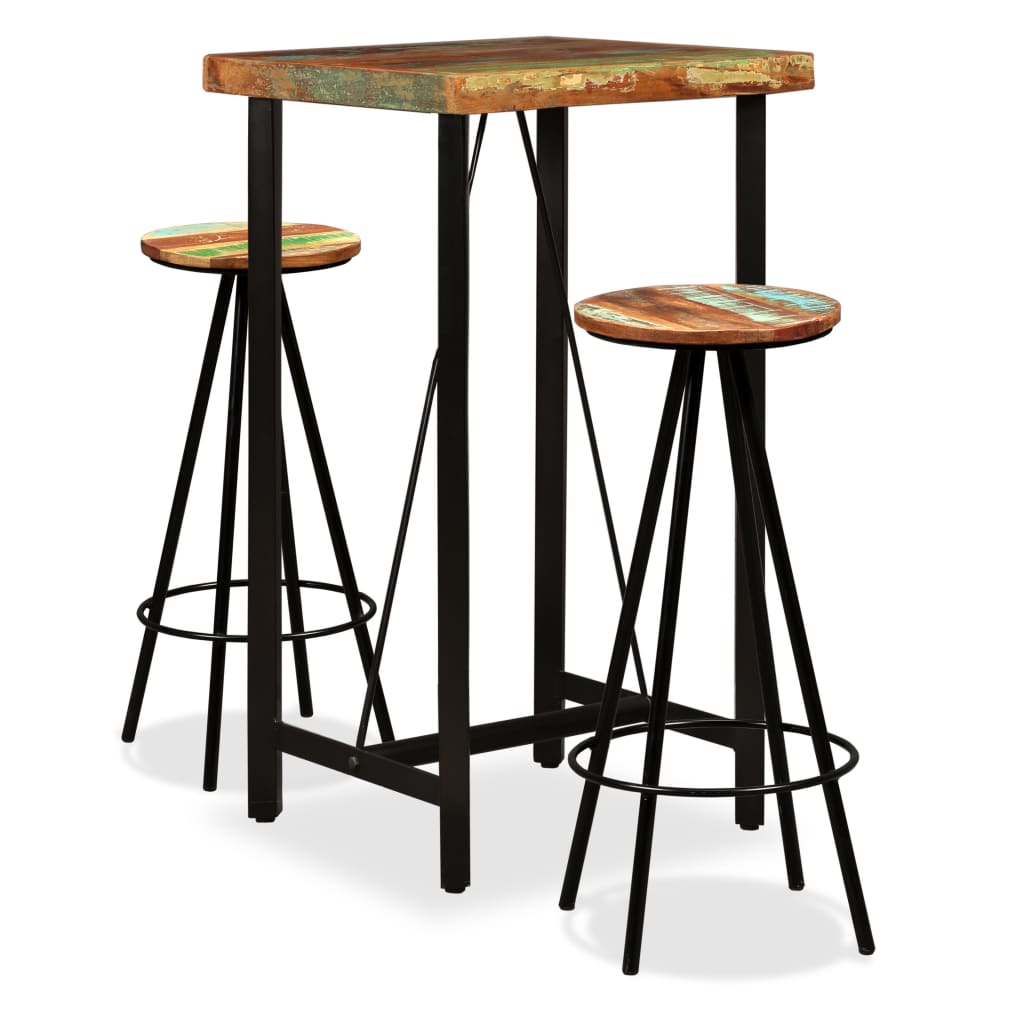 Set mobilier de bar, 3 piese, lemn masiv reciclat - Casa - Decoo