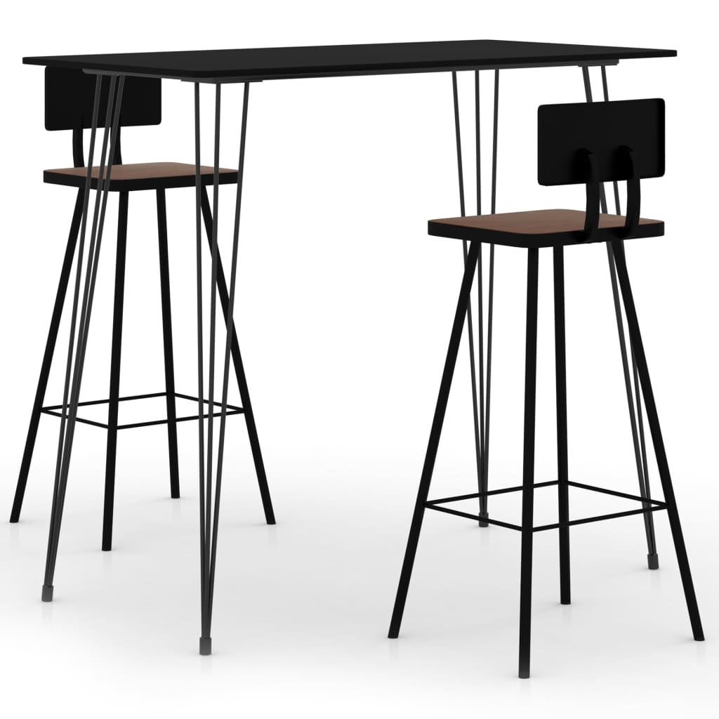 Set mobilier de bar, 3 piese, negru - Casa - Decoo