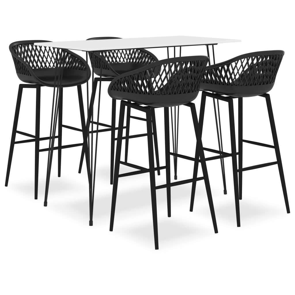 Set mobilier de bar, 5 piese, alb și negru - Casa - Decoo