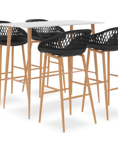 Set mobilier de bar, 5 piese, alb și negru - Casa - Decoo