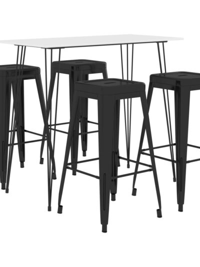 Set mobilier de bar, 5 piese, alb și negru - Casa - Decoo