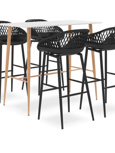 Set mobilier de bar, 5 piese, alb și negru - Casa - Decoo