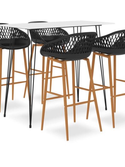 Set mobilier de bar, 5 piese, alb și negru - Casa - Decoo