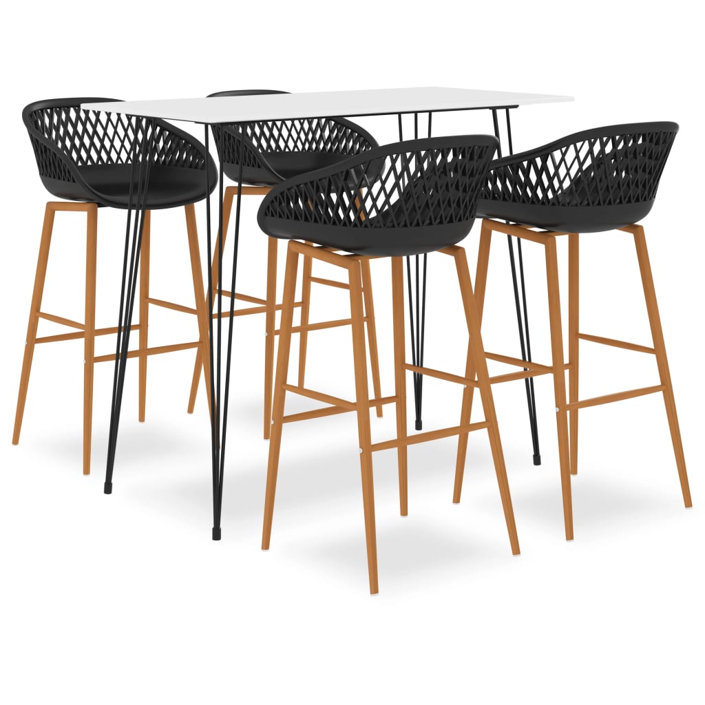 Set mobilier de bar, 5 piese, alb și negru - Casa - Decoo