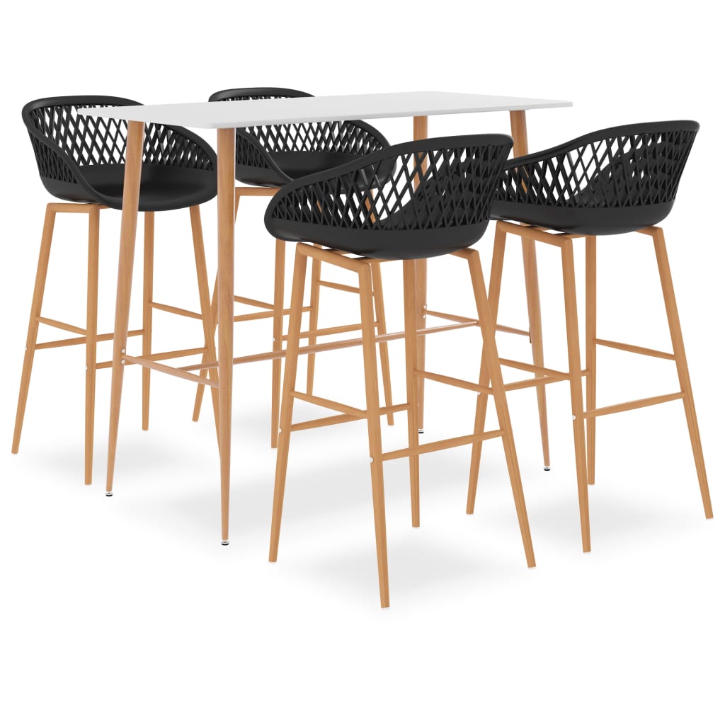 Set mobilier de bar, 5 piese, alb și negru - Casa - Decoo