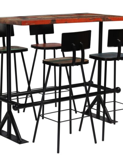 Set mobilier de bar, 5 piese, multicolor, lemn masiv reciclat - Casa - Decoo