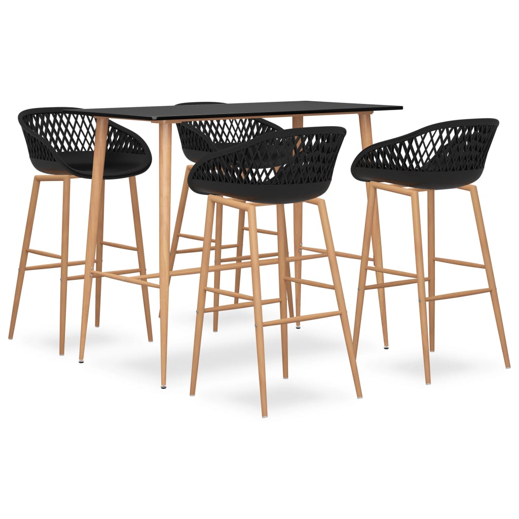 Set mobilier de bar, 5 piese, negru - Casa - Decoo