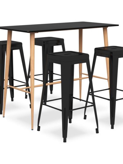 Set mobilier de bar, 5 piese, negru - Casa - Decoo