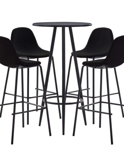 Set mobilier de bar, 5 piese, negru, material textil - Casa - Decoo