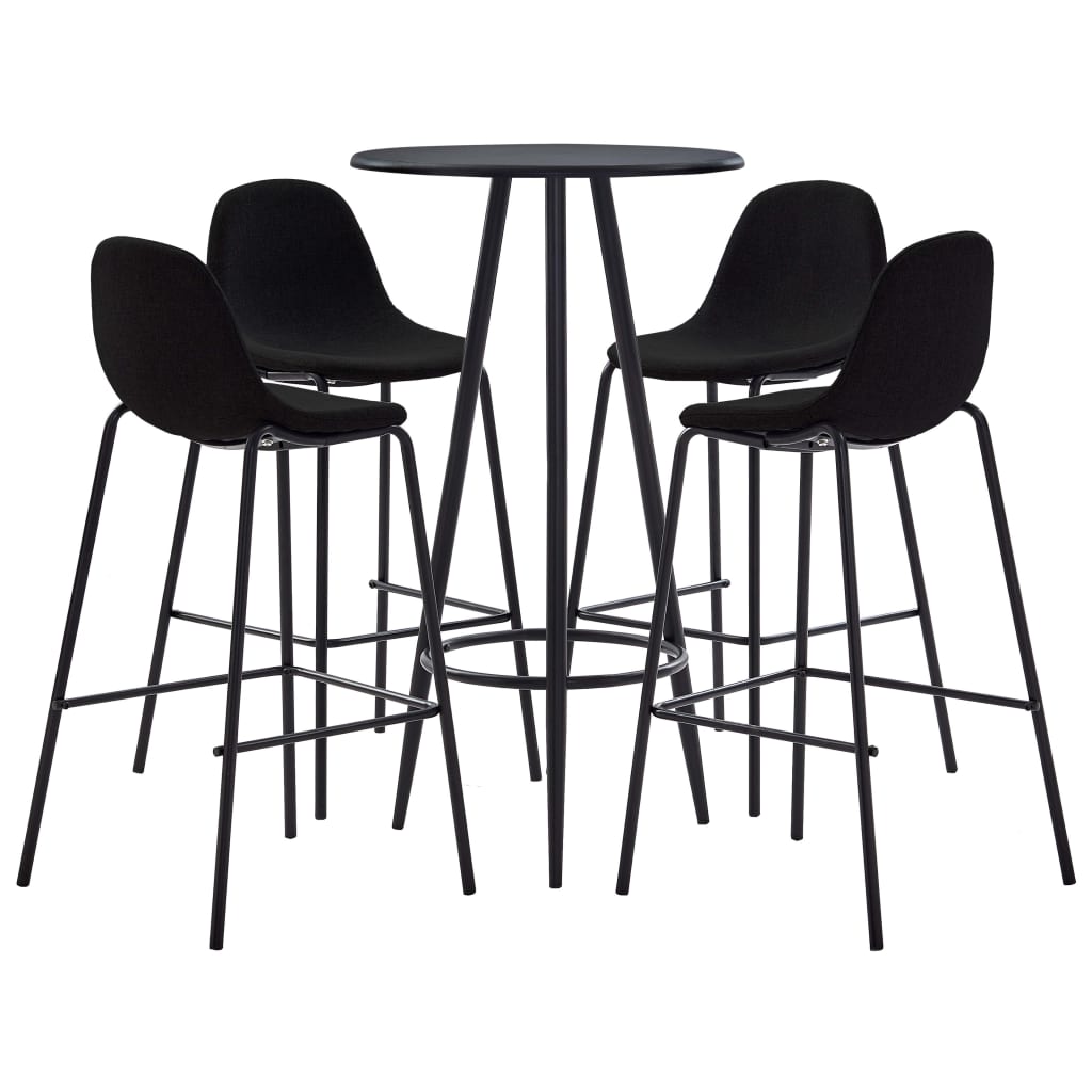 Set mobilier de bar, 5 piese, negru, material textil - Casa - Decoo