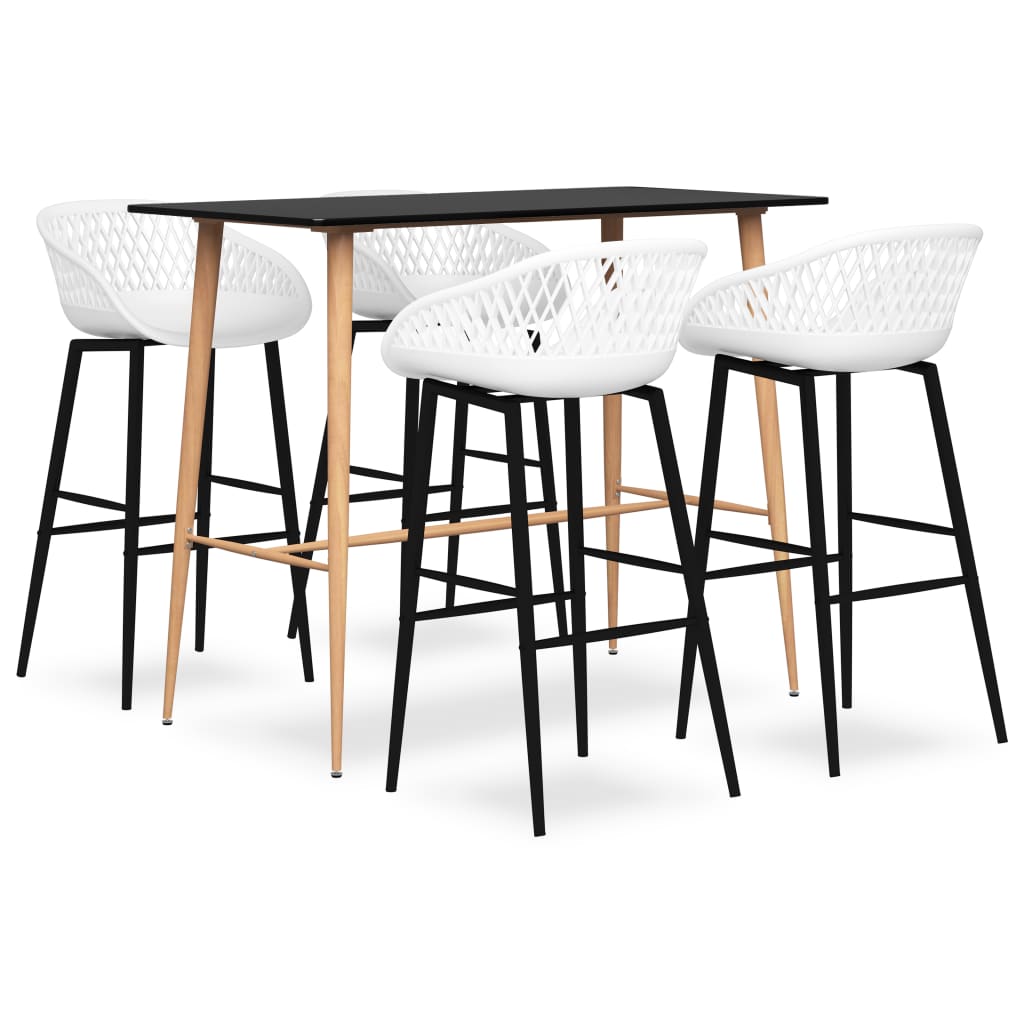 Set mobilier de bar, 5 piese, negru și alb - Casa - Decoo