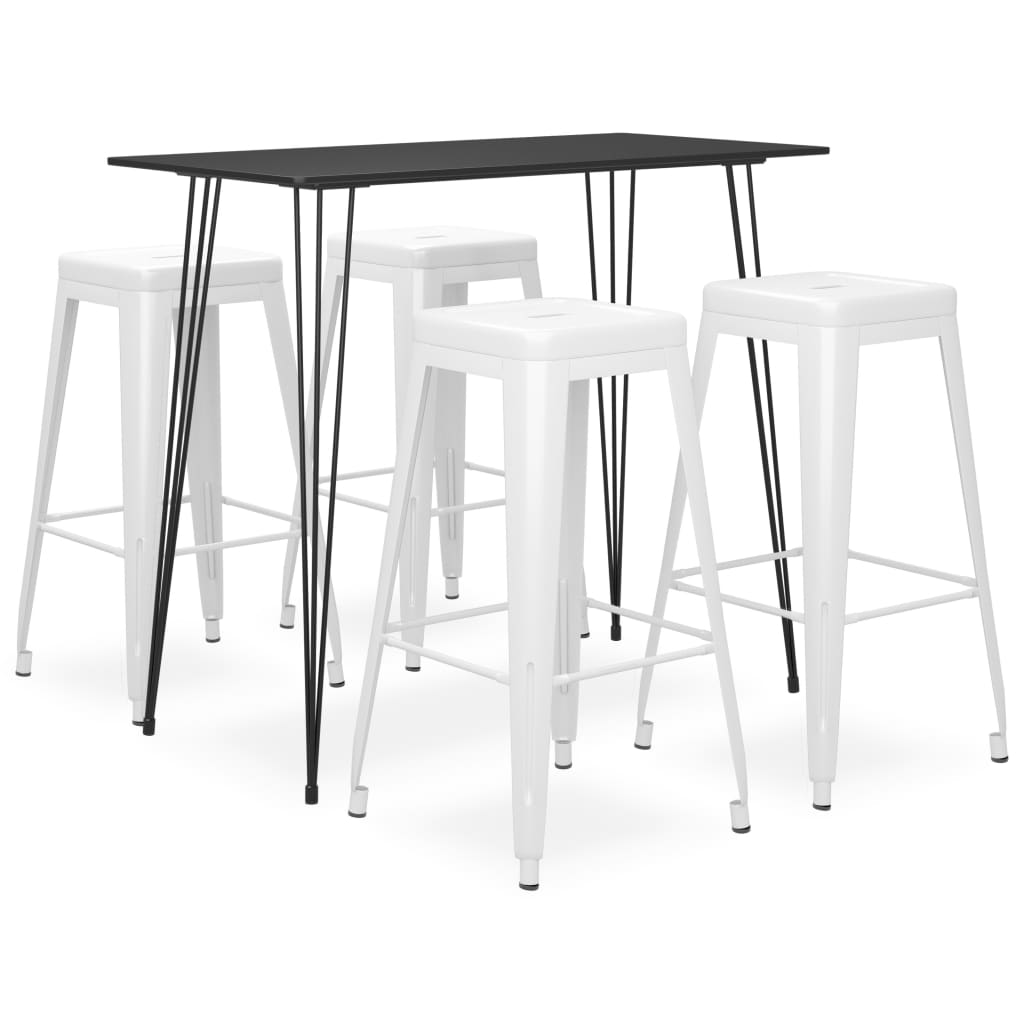 Set mobilier de bar, 5 piese, negru și alb - Casa - Decoo