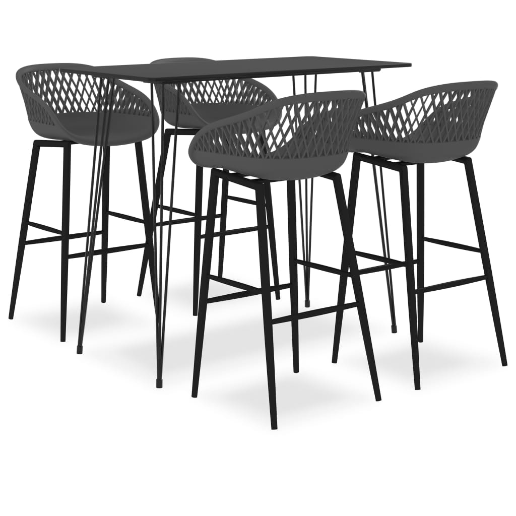 Set mobilier de bar, 5 piese, negru și gri - Casa - Decoo