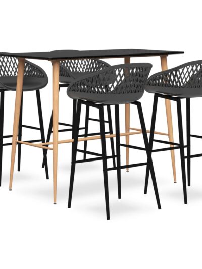 Set mobilier de bar, 5 piese, negru și gri - Casa - Decoo