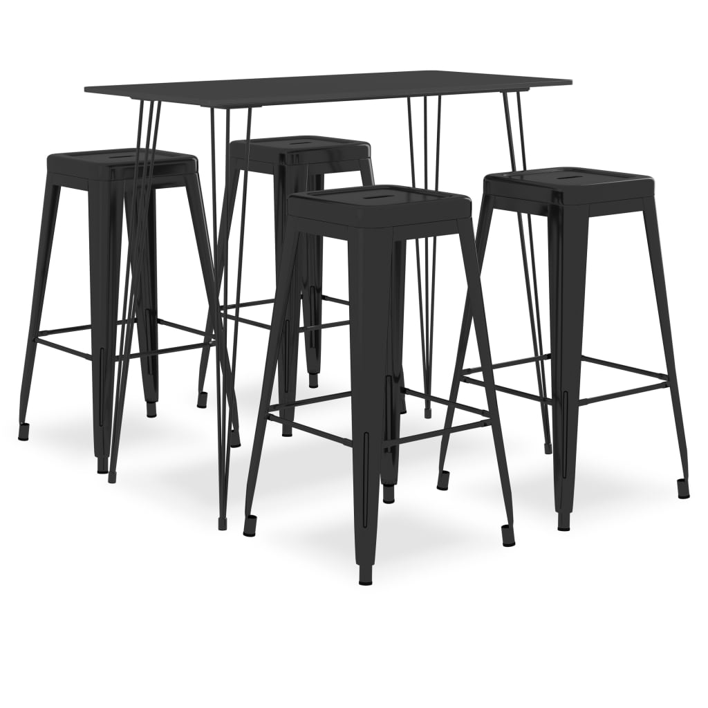 Set mobilier de bar, 5 piese, negru - Casa - Decoo