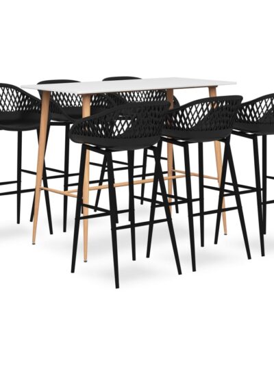 Set mobilier de bar, 7 piese, alb și negru - Casa - Decoo