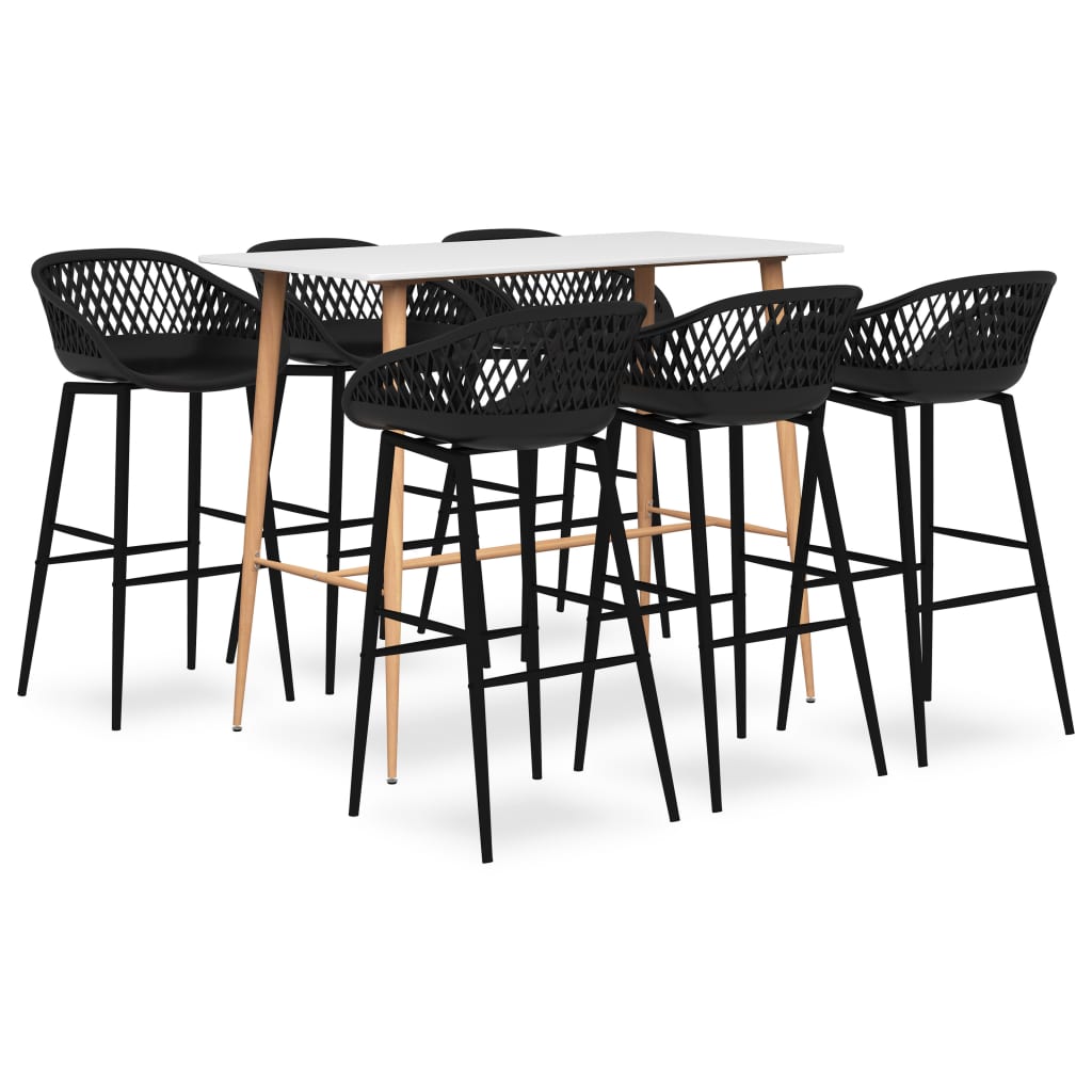 Set mobilier de bar, 7 piese, alb și negru - Casa - Decoo