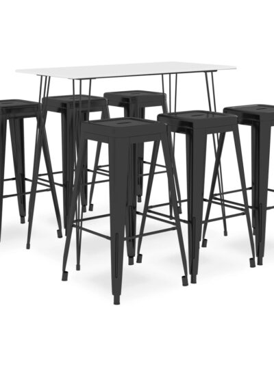 Set mobilier de bar, 7 piese, alb și negru - Casa - Decoo