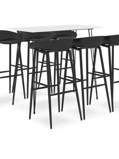 Set mobilier de bar, 7 piese, alb și negru - Casa - Decoo