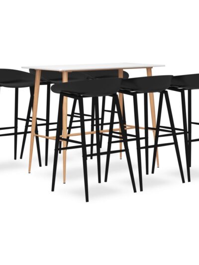 Set mobilier de bar, 7 piese, alb și negru - Casa - Decoo