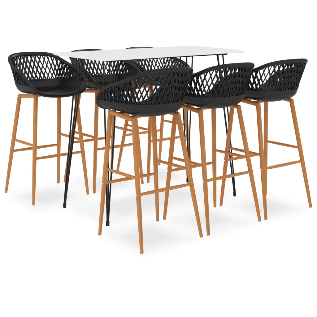 Set mobilier de bar, 7 piese, alb și negru - Casa - Decoo