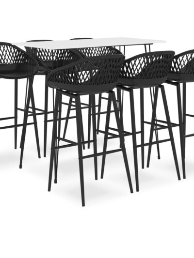 Set mobilier de bar, 7 piese, alb și negru - Casa - Decoo