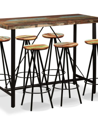 Set mobilier de bar, 7 piese, lemn masiv reciclat - Casa - Decoo