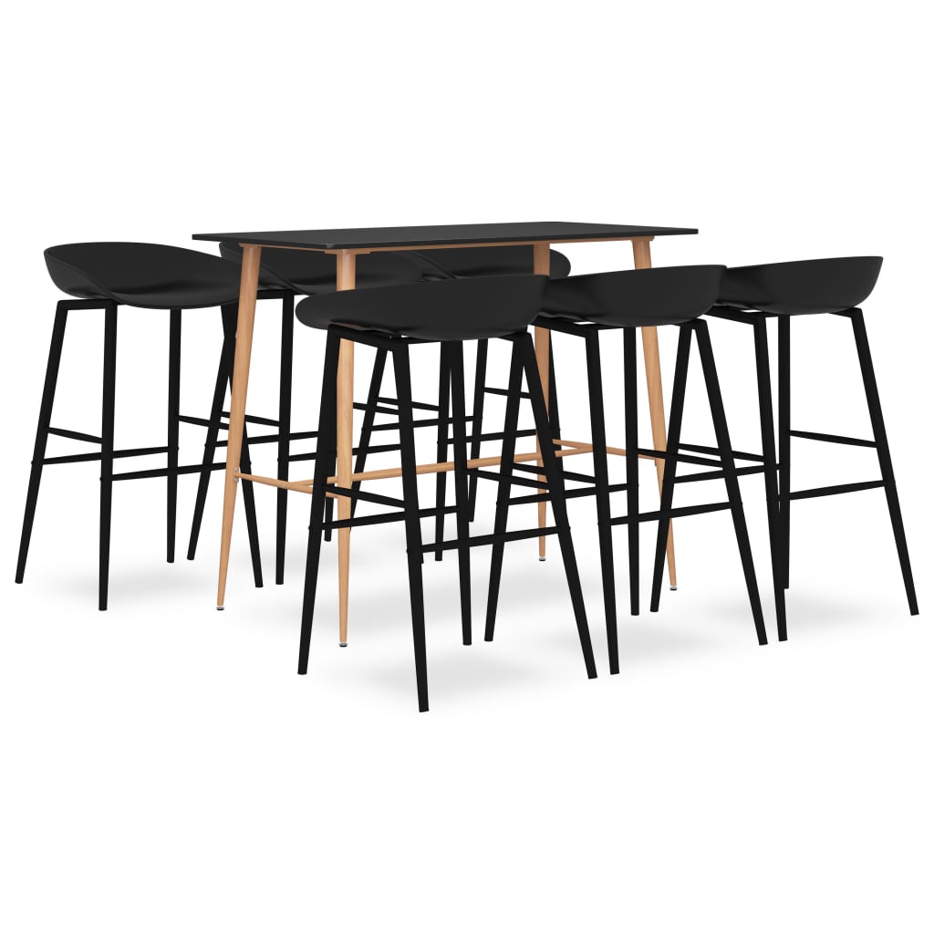 Set mobilier de bar, 7 piese, negru - Casa - Decoo