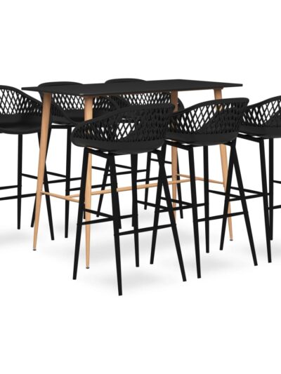 Set mobilier de bar, 7 piese, negru - Casa - Decoo