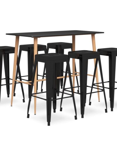 Set mobilier de bar, 7 piese, negru - Casa - Decoo