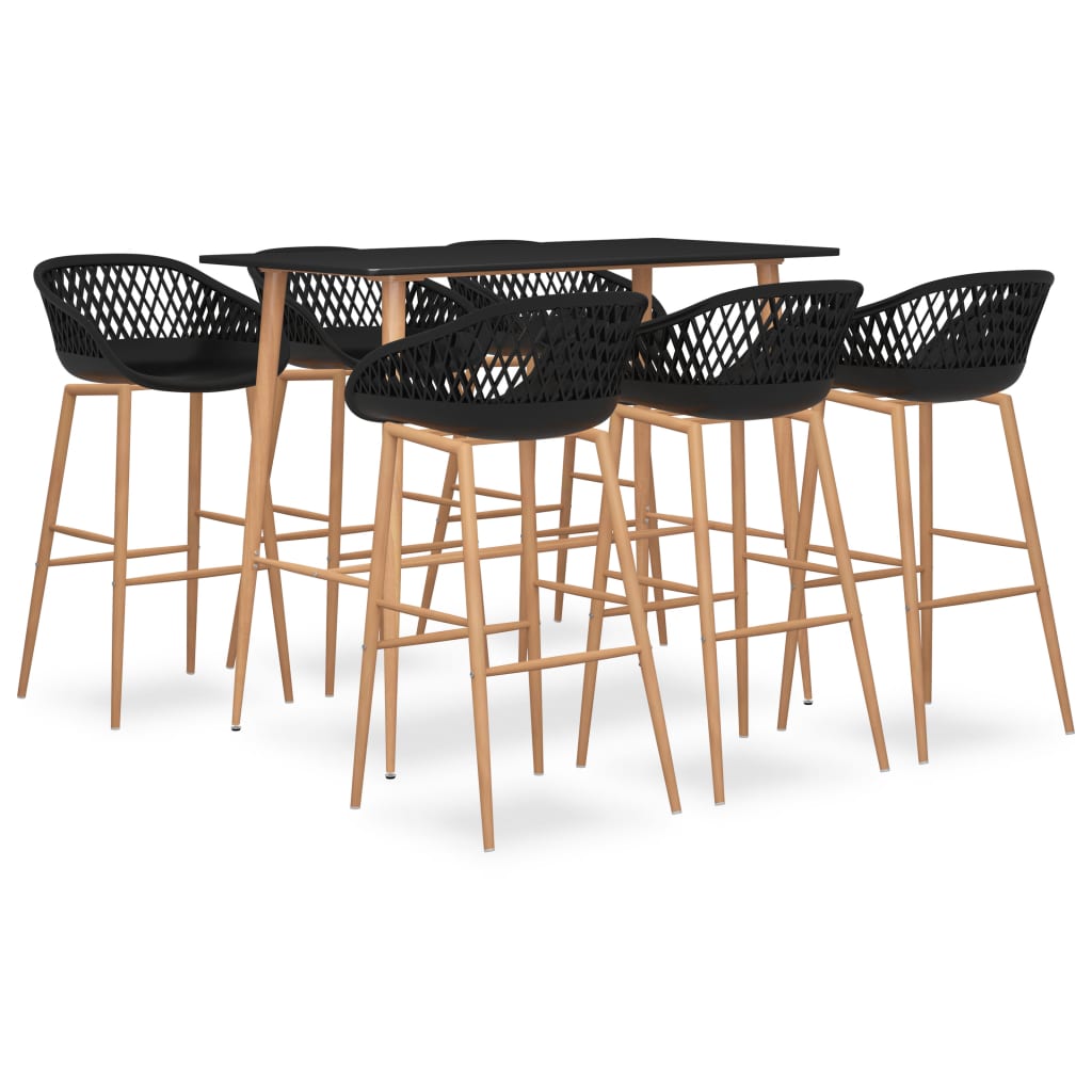 Set mobilier de bar, 7 piese, negru - Casa - Decoo