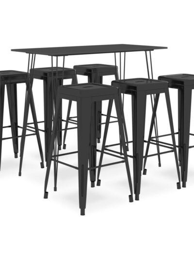 Set mobilier de bar, 7 piese, negru - Casa - Decoo