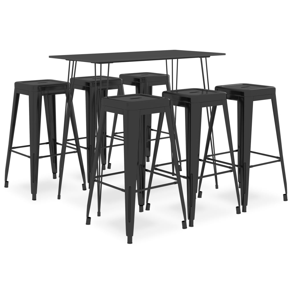 Set mobilier de bar, 7 piese, negru - Casa - Decoo